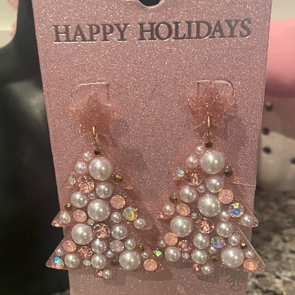 Boutique Jewelry - Pink NWT Holiday Tree Earrings